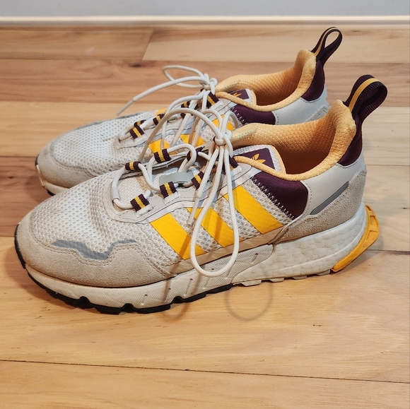 Adidas Shoes Women ZX 1K Boost Wonder Gray Yellow Running Walking Sneaker US 8 - Picture 1 of 6